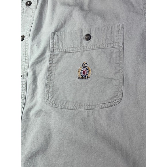 Bugle Boy Company Mens Short Sleeve Button Down Khaki Tan Embroidered  L‎ Y2K - Picture 6 of 9
